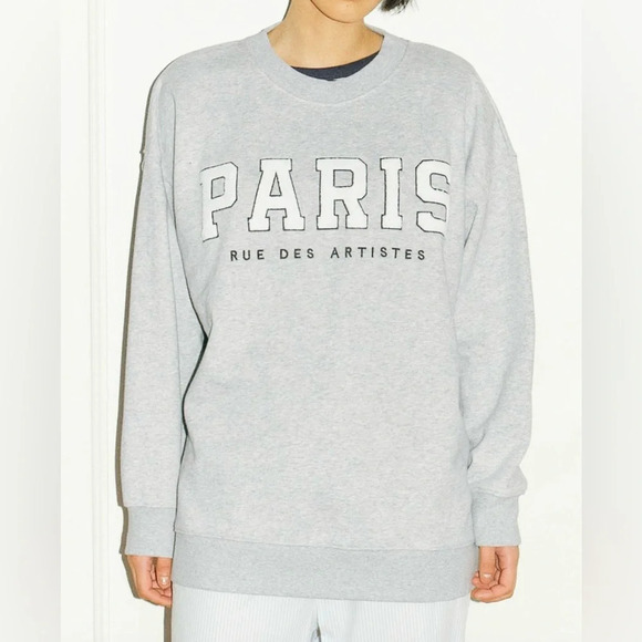 H&M Tops - H&M Paris sweatshirt size large, grey with white